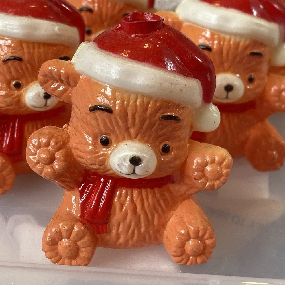 Vintage Christmas Teddy Bear Blow Mold Light Covers 3
